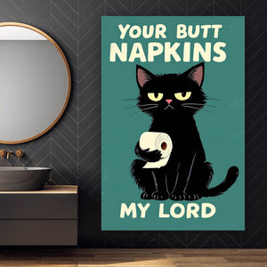 Leinwandbild Lustige Katze mit Toilettenpapier Hochformat