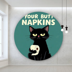 Aluminiumbild Lustige Katze mit Toilettenpapier Kreis