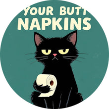 Lade das Bild in den Galerie-Viewer, Aluminiumbild gebürstet Lustige Katze mit Toilettenpapier Kreis
