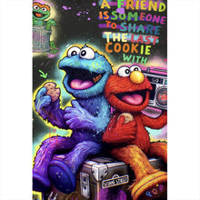 Lade das Bild in den Galerie-Viewer, Poster Lustige Monster vor galaktischem Hintergrund Street Art Hochformat
