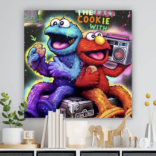 Acrylglasbild Lustige Monster vor galaktischem Hintergrund Street Art Quadrat