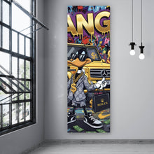 Lade das Bild in den Galerie-Viewer, Acrylglasbild Luxus Ente mit Auto und Geld Panorama Hoch
