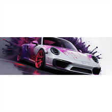 Lade das Bild in den Galerie-Viewer, Spannrahmenbild Luxus Rennwagen in Farbexplosion Panorama
