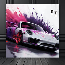 Lade das Bild in den Galerie-Viewer, Poster Luxus Rennwagen in Farbexplosion Quadrat
