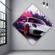 Lade das Bild in den Galerie-Viewer, Spannrahmenbild Luxus Rennwagen in Farbexplosion Raute
