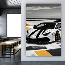 Lade das Bild in den Galerie-Viewer, Leinwandbild Luxus Sportwagen auf der Rennbahn Hochformat
