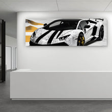 Lade das Bild in den Galerie-Viewer, Acrylglasbild Luxus Sportwagen auf der Rennbahn Panorama
