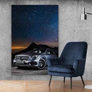 Poster Luxusauto unter Sternenhimmel Hochformat