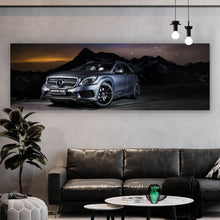 Lade das Bild in den Galerie-Viewer, Aluminiumbild gebürstet Luxusauto unter Sternenhimmel Panorama
