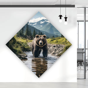 Leinwandbild Mächtiger Bär in natürlicher Umgebung Raute