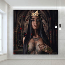 Lade das Bild in den Galerie-Viewer, Aluminiumbild Majestätische Königin in gotischer Umgebung Quadrat
