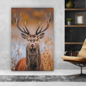 Leinwandbild Majestätischer Hirsch in der Natur Hochformat