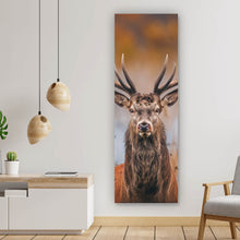 Lade das Bild in den Galerie-Viewer, Leinwandbild Majestätischer Hirsch in der Natur Panorama Hoch
