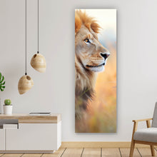 Lade das Bild in den Galerie-Viewer, Leinwandbild Majestätischer Löwe in natürlicher Umgebung Panorama Hoch
