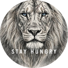 Lade das Bild in den Galerie-Viewer, Aluminiumbild Majestätischer Löwe Stay Hungry Kreis
