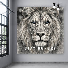 Lade das Bild in den Galerie-Viewer, Poster Majestätischer Löwe Stay Hungry Quadrat
