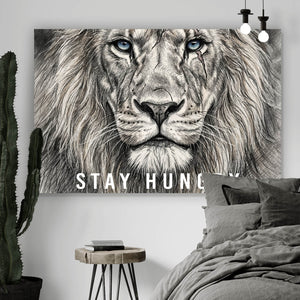 Poster Majestätischer Löwe Stay Hungry Querformat