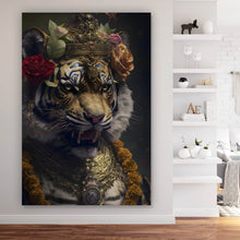 Lade das Bild in den Galerie-Viewer, Aluminiumbild gebürstet Majestätischer Tiger Hochformat
