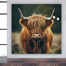 Lade das Bild in den Galerie-Viewer, Leinwandbild Majestätisches Hochlandrind im Naturambiente Quadrat

