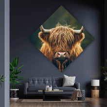 Lade das Bild in den Galerie-Viewer, Aluminiumbild gebürstet Majestätisches Hochlandrind im Naturambiente Raute
