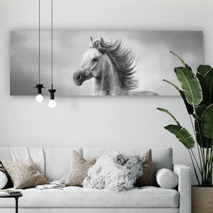 Leinwandbild Majestätisches Pferdeportrait in Bewegung Panorama