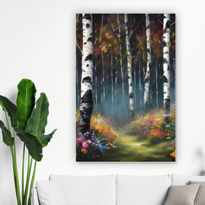 Spannrahmenbild Malerischer Wald Abstrakt Hochformat