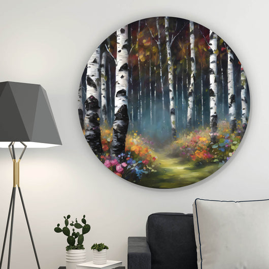 Aluminiumbild gebürstet Malerischer Wald Abstrakt Kreis