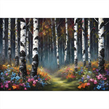 Lade das Bild in den Galerie-Viewer, Leinwandbild Malerischer Wald Abstrakt Querformat
