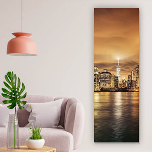 Leinwandbild Manhattan bei Sonnenuntergang Panorama Hoch