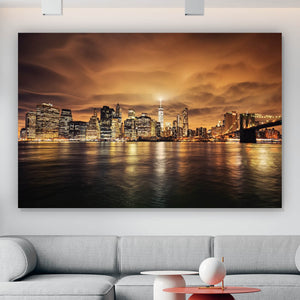 Leinwandbild Manhattan bei Sonnenuntergang Querformat