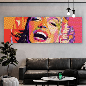 Spannrahmenbild Marylin in rasterartiger Textur Pop Art Panorama
