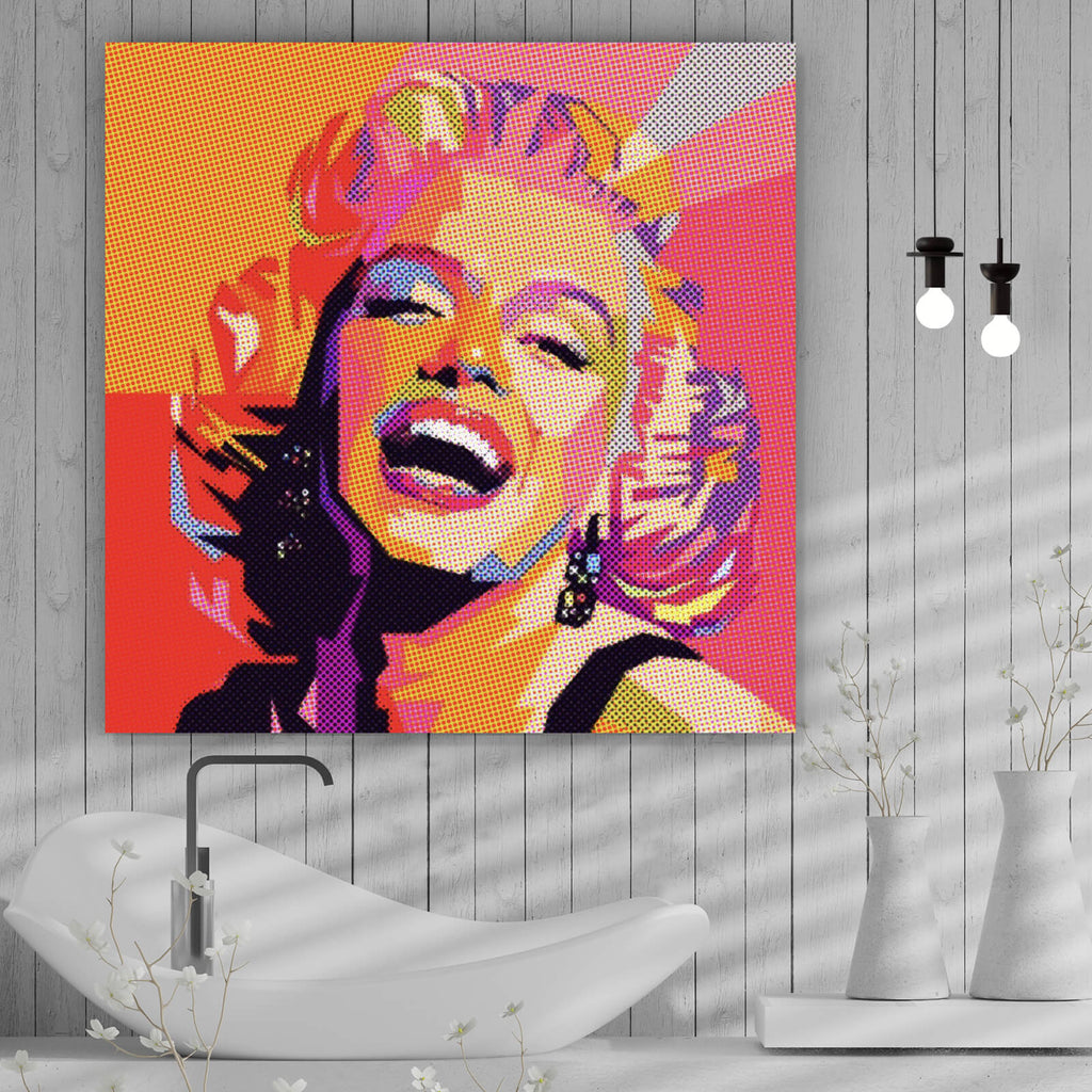 Aluminiumbild Marylin in rasterartiger Textur Pop Art im Quadrat ...