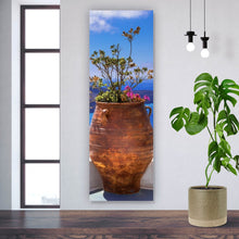 Lade das Bild in den Galerie-Viewer, Aluminiumbild gebürstet Mediterrane Terrasse mit atemberaubendem Meerblick Panorama Hoch
