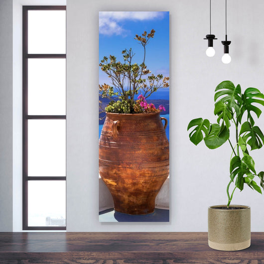 Aluminiumbild gebürstet Mediterrane Terrasse mit atemberaubendem Meerblick Panorama Hoch