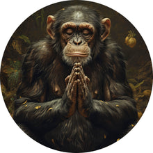 Lade das Bild in den Galerie-Viewer, Aluminiumbild Meditierender Schimpanse mit Bananen Kreis

