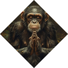 Lade das Bild in den Galerie-Viewer, Aluminiumbild Meditierender Schimpanse mit Bananen Raute
