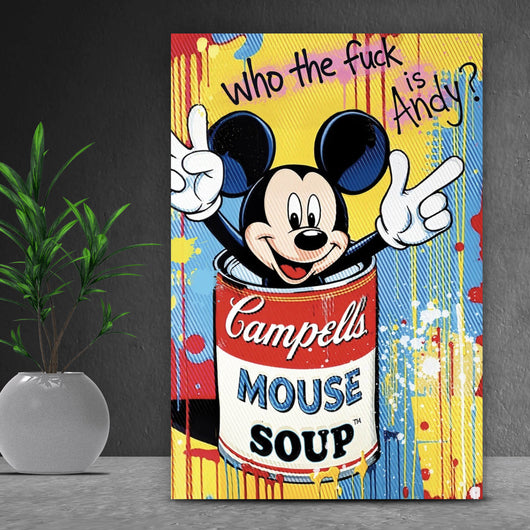 Leinwandbild Micki in einer Suppendose Pop Art Hochformat