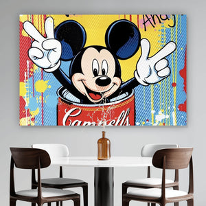 Leinwandbild Micki in einer Suppendose Pop Art Querformat