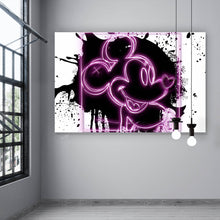 Lade das Bild in den Galerie-Viewer, Aluminiumbild Micki Portrait Schwarz mit Pink Pop Art Querformat
