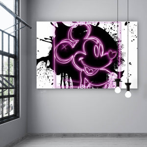 Leinwandbild Micki Portrait Schwarz mit Pink Pop Art Querformat