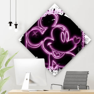 Leinwandbild Micki Portrait Schwarz mit Pink Pop Art Raute