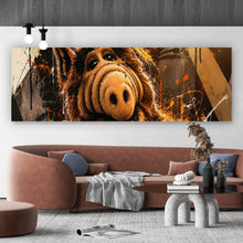 Lade das Bild in den Galerie-Viewer, Aluminiumbild gebürstet Modern Art Außerirdischer im Street Art Stil Panorama
