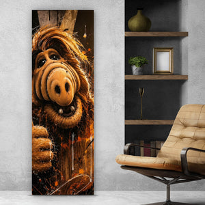 Leinwandbild Modern Art Außerirdischer im Street Art Stil Panorama Hoch