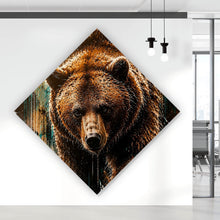 Lade das Bild in den Galerie-Viewer, Aluminiumbild Modern Art Bär im Street Art Stil Raute
