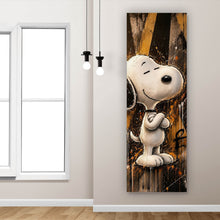 Lade das Bild in den Galerie-Viewer, Aluminiumbild gebürstet Modern Art Cartoon Hund im Street Art Stil Panorama Hoch
