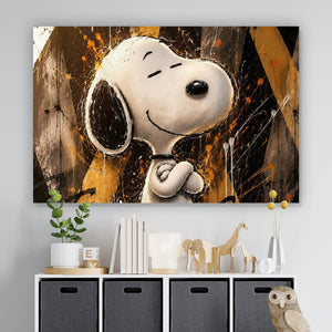 Aluminiumbild gebürstet Modern Art Cartoon Hund im Street Art Stil Querformat
