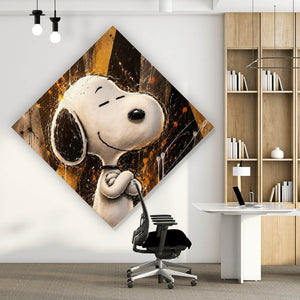 Spannrahmenbild Modern Art Cartoon Hund im Street Art Stil Raute