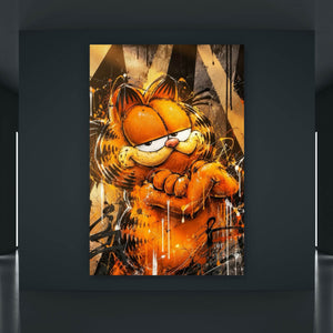 Leinwandbild Modern Art Cartoon Katze im Street Art Stil Hochformat