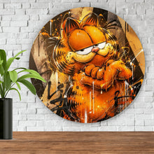 Lade das Bild in den Galerie-Viewer, Aluminiumbild Modern Art Cartoon Katze im Street Art Stil Kreis
