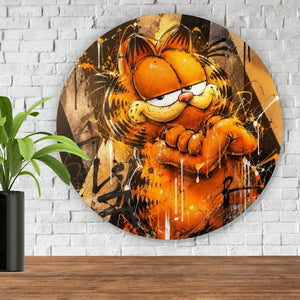 Aluminiumbild Modern Art Cartoon Katze im Street Art Stil Kreis